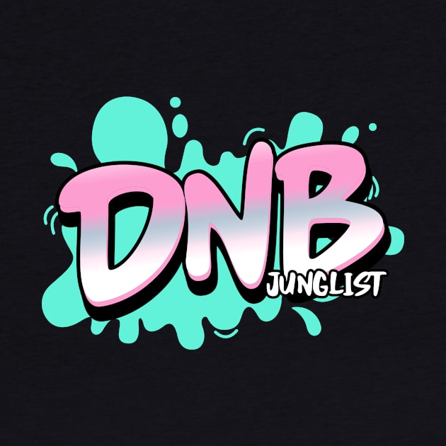 DNB - Junglist Splat (blue/black drop shadow) by DISCOTHREADZ 